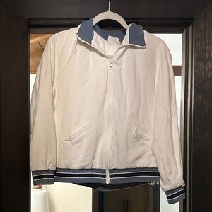 The Upside White Jacket with Blue Collar